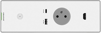 SPOOK M se zásuvkou, integrovaným USB-C/A nabíjením, bezdrátovým nabíjením Qi a HDMI konektorem