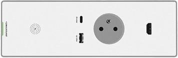 SPOOK M with 1 socket, integrated USB-C/A charging, wireless charging Qi and HDMI connector