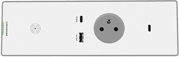 SPOOK M with 1 socket, integrated USB-C/A charging, wireless charging Qi and HDMI connector