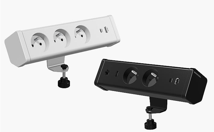 EDGE M se 3 zásuvkami a USB-C/A nabíjením. EDGE M se 2 zásuvkami a USB-C/A nabíjením s LAN a HDMI konektorem.