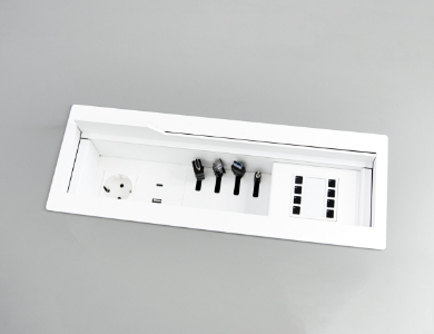 UNI 6 with a 1 socket, 1 module, PULL-OUT cables and a control system